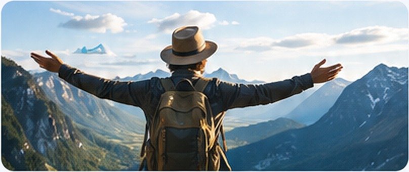 Traveler enjoying a mountain view